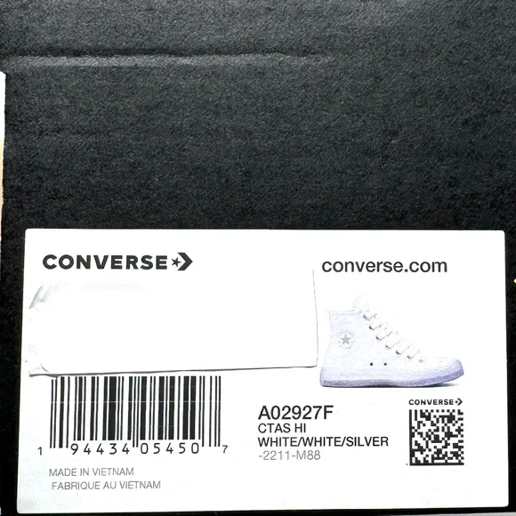 Converse Chuck Taylor High Shoes Casual Sneakers Kids Women White Canvas A02927F