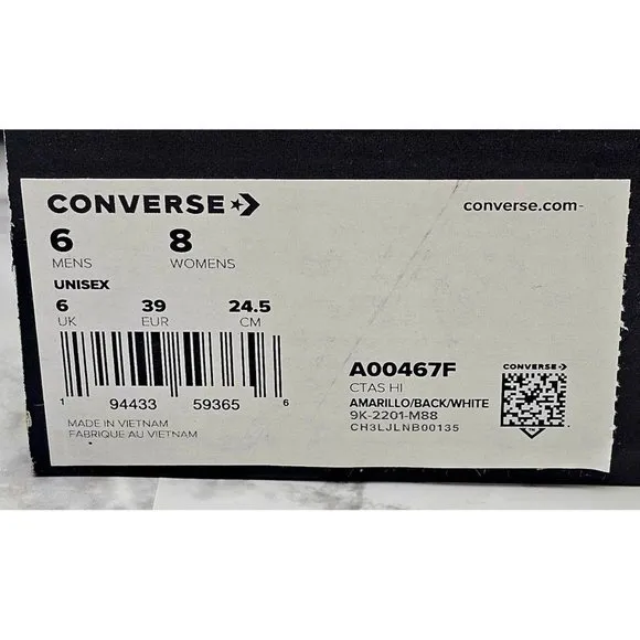 Converse CTAS Hi Amarillo Back White Women's Shoes Size 8
