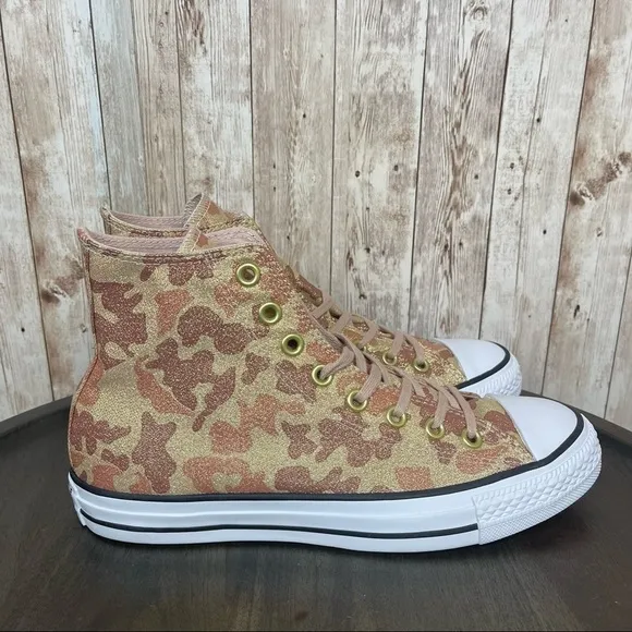 Converse CTAS Hi Particle Beige/Cameo Brown Glitter Sneaker Size 8 Women