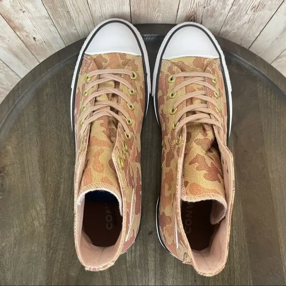 Converse CTAS Hi Particle Beige/Cameo Brown Glitter Sneaker Size 8 Women