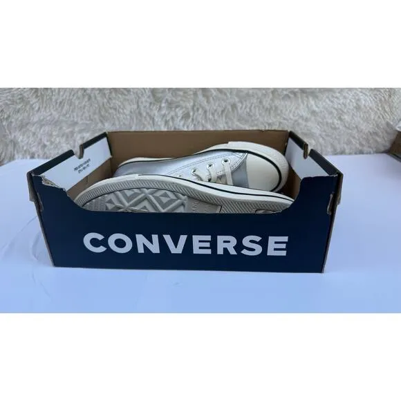 Converse Women's Silver Metallic Chuck Taylor All Star Low Leather Size 7