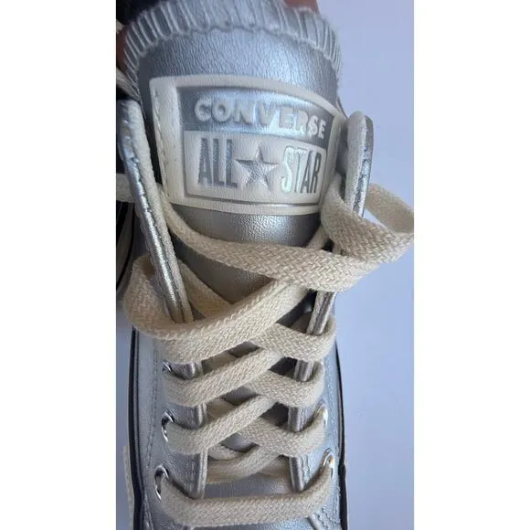 Converse Women's Silver Metallic Chuck Taylor All Star Low Leather Size 7