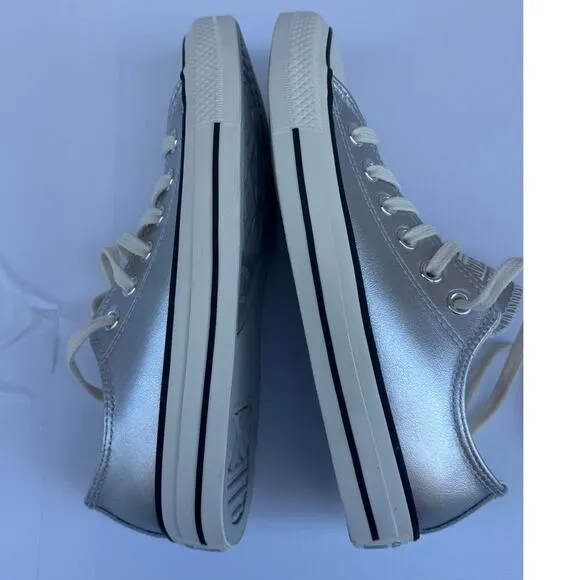 Converse Women's Silver Metallic Chuck Taylor All Star Low Leather Size 7