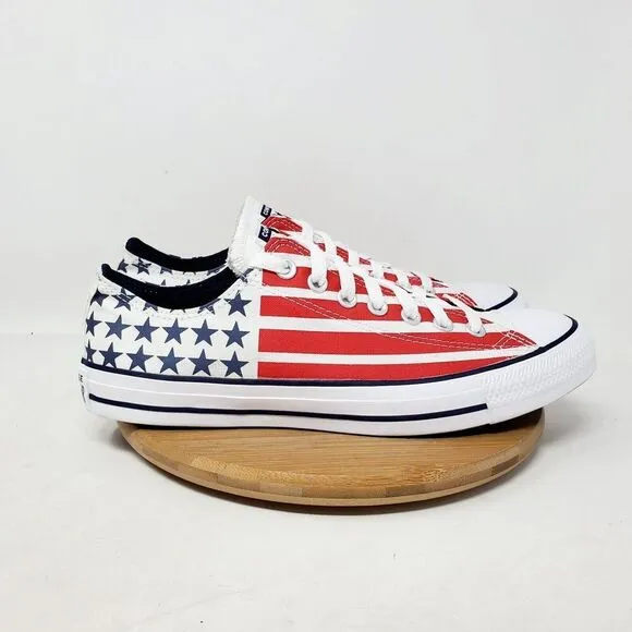 Converse American Flag Shoes Womens 10.5 Red White Blue Stars Stripes July 4th