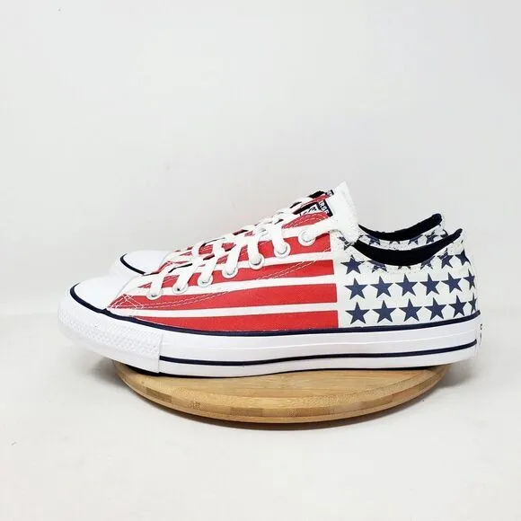 Converse American Flag Shoes Womens 10.5 Red White Blue Stars Stripes July 4th