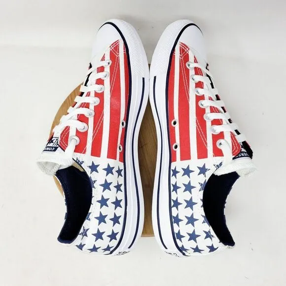 Converse American Flag Shoes Womens 10.5 Red White Blue Stars Stripes July 4th