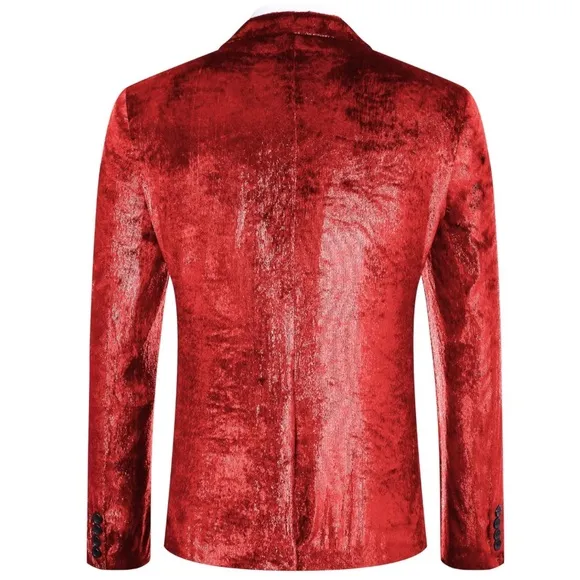 COOFANDY Men's Shiny Velvet Suit Jacket Tuxedo Blazer Prom Dinner Party Weddding