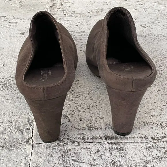 Cordani Calzature Women Mule Shoes Gray Suede Leather Heel Sandal Size 39.5
