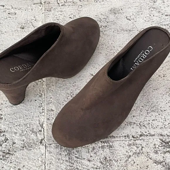 Cordani Calzature Women Mule Shoes Gray Suede Leather Heel Sandal Size 39.5