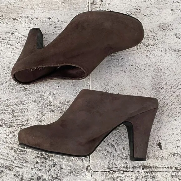 Cordani Calzature Women Mule Shoes Gray Suede Leather Heel Sandal Size 39.5