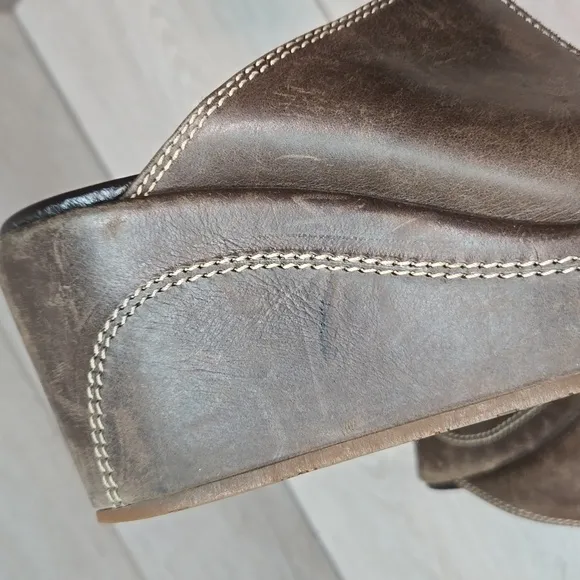 Cordani Women Leather Wedge Mary Jane Clog Mule shoes sz 37/7