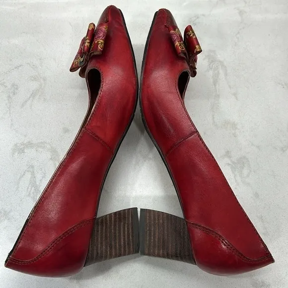 Corkys Women's Camellia Elite Pumps Shoes Red SZ 7 Leather Bow Block Heel