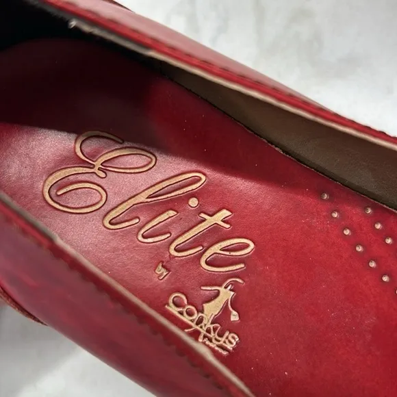 Corkys Women's Camellia Elite Pumps Shoes Red SZ 7 Leather Bow Block Heel