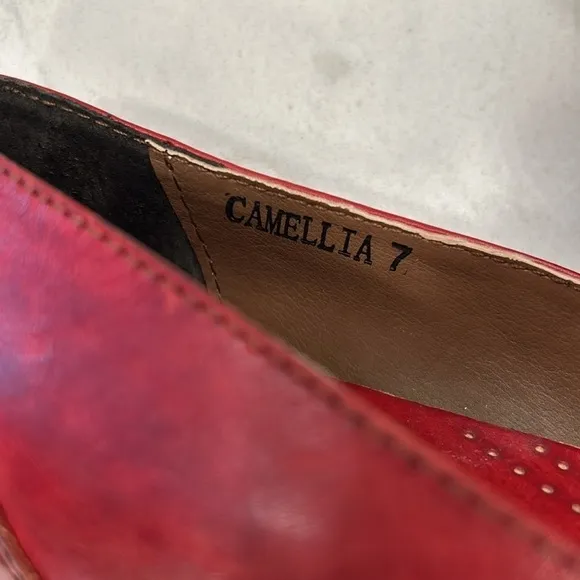 Corkys Women's Camellia Elite Pumps Shoes Red SZ 7 Leather Bow Block Heel