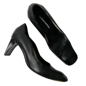 Costume National Black Leather Pumps US 6 36 Made in Italy 3” High Heels Shoes