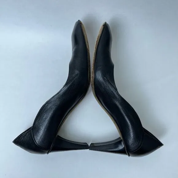 Costume National Black Leather Pumps US 6 36 Made in Italy 3” High Heels Shoes