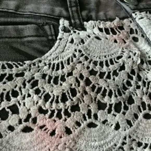 Crochet detail denim shorts
