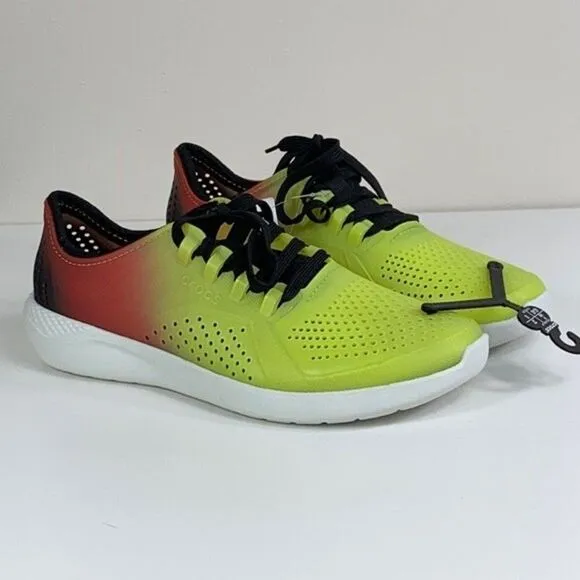 Crocs Yellow &amp; Red Lite Ride Casual Sneakers men’s Size 9
