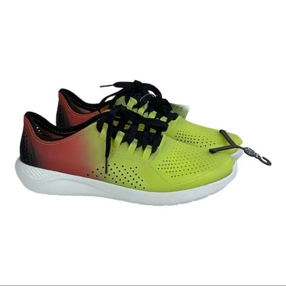 Crocs Yellow &amp; Red Lite Ride Casual Sneakers men’s Size 9