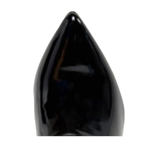 DAISY STREET Black Vamp Pump Faux Patent Leather Block Heel Size 7 Costume Clean