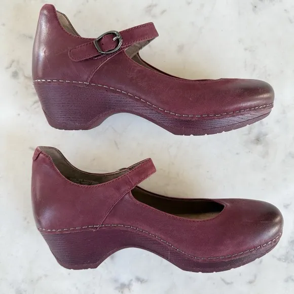 Dansko Marla Mary Jane Shoes Women Ruby Red Leather Size EU 39 US 8.5