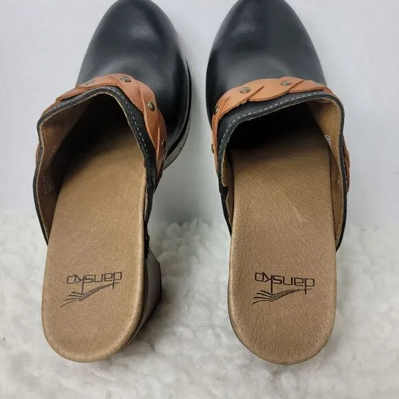 Dansko Rach  Womens Shoes Size 38 US 7.5-8 EUR Black Leather Mule Clogs Heels