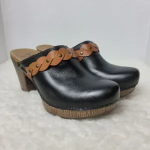 Dansko Rach  Womens Shoes Size 38 US 7.5-8 EUR Black Leather Mule Clogs Heels