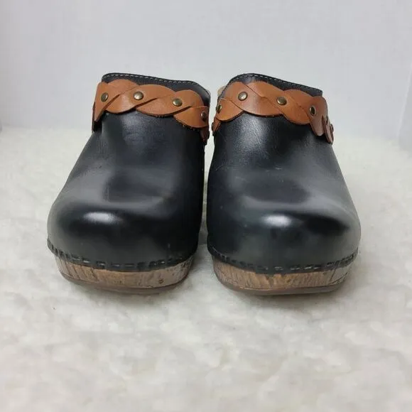 Dansko Rach  Womens Shoes Size 38 US 7.5-8 EUR Black Leather Mule Clogs Heels