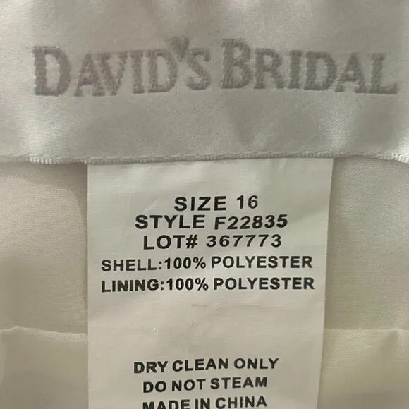 David's Bridal 2pc SZ16 Black &amp; White Satin Lace Beaded Formal Wedding Black Tie