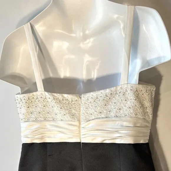 David's Bridal 2pc SZ16 Black &amp; White Satin Lace Beaded Formal Wedding Black Tie
