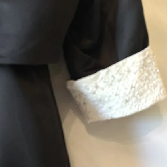 David's Bridal 2pc SZ16 Black &amp; White Satin Lace Beaded Formal Wedding Black Tie