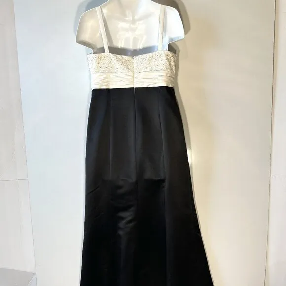 David's Bridal 2pc SZ16 Black &amp; White Satin Lace Beaded Formal Wedding Black Tie