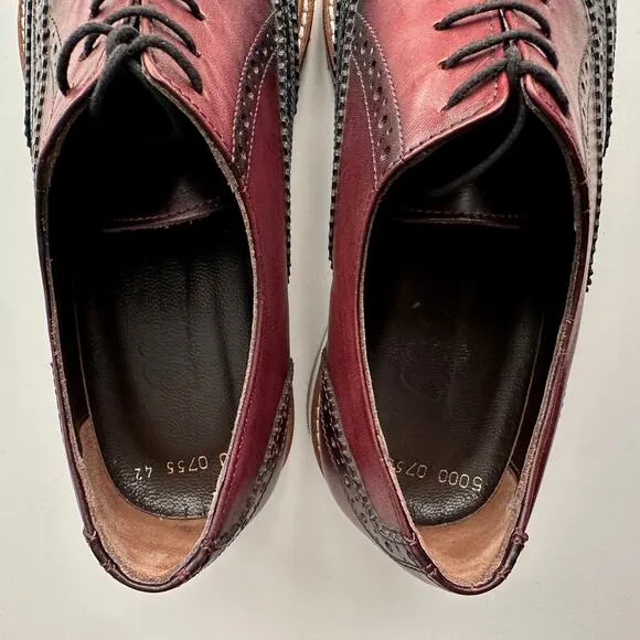 Deckard EUC Handmade Red Blue Ombre Perforated Brogue Oxford Shoes EU 42 Men 9