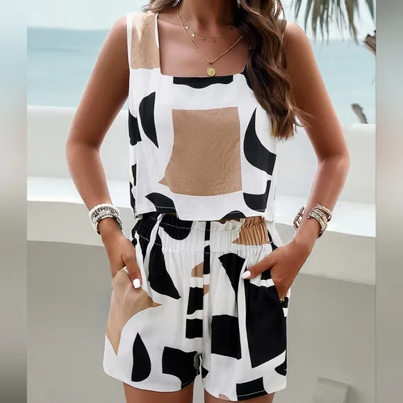 Delilah Tank and Shorts Set - White