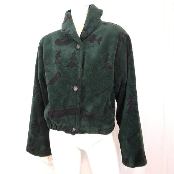 Denali green fleece woodsy outdoor themed jacket