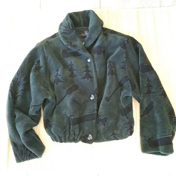 Denali green fleece woodsy outdoor themed jacket