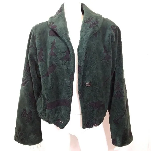 Denali green fleece woodsy outdoor themed jacket