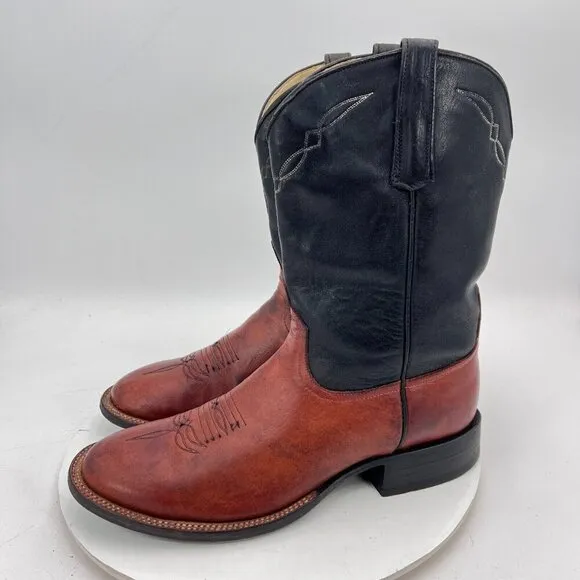 Dennard's Western Wear Men Size 9 Brown Black Color Block Leather Western Boot