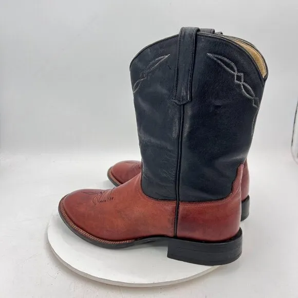 Dennard's Western Wear Men Size 9 Brown Black Color Block Leather Western Boot
