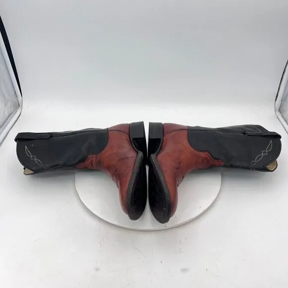 Dennard's Western Wear Men Size 9 Brown Black Color Block Leather Western Boot
