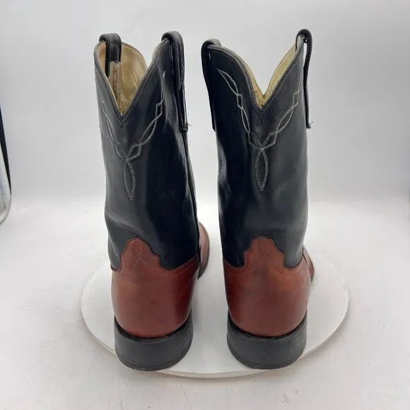 Dennard's Western Wear Men Size 9 Brown Black Color Block Leather Western Boot