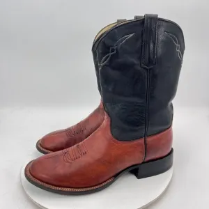 Dennard's Western Wear Men Size 9 Brown Black Color Block Leather Western Boot