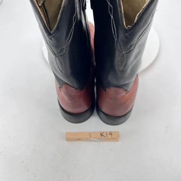 Dennard's Western Wear Men Size 9 Brown Black Color Block Leather Western Boot