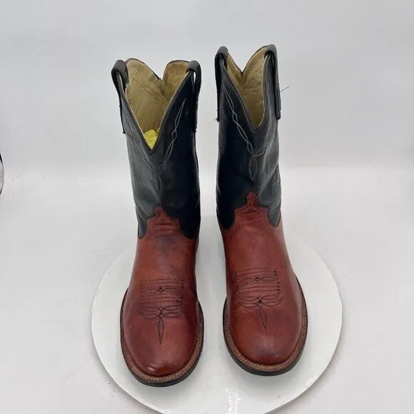 Dennard's Western Wear Men Size 9 Brown Black Color Block Leather Western Boot