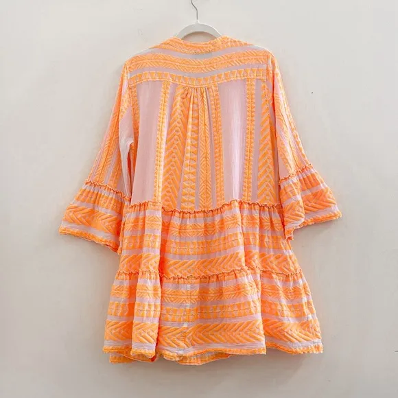Devotion Twins Embroidered Ella Tunic Dress in Neon Orange M