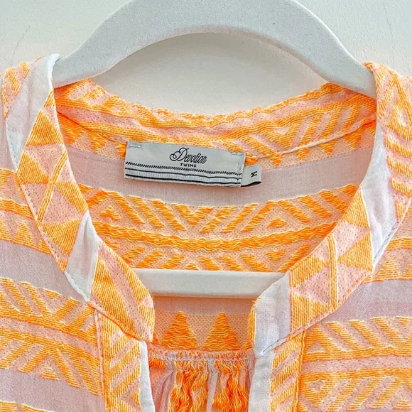 Devotion Twins Embroidered Ella Tunic Dress in Neon Orange M