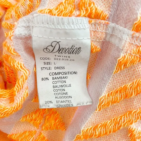 Devotion Twins Embroidered Ella Tunic Dress in Neon Orange M