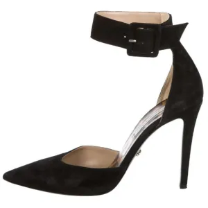 Diane von Furstenberg Black Suede Ankle Strap High Heels Designer Shoes …