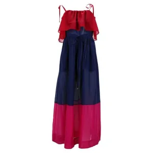 Diane Von Furstenberg Sheer Maxi Dress in Multicolor Cotton