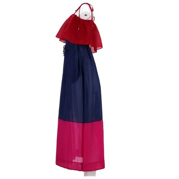 Diane Von Furstenberg Sheer Maxi Dress in Multicolor Cotton